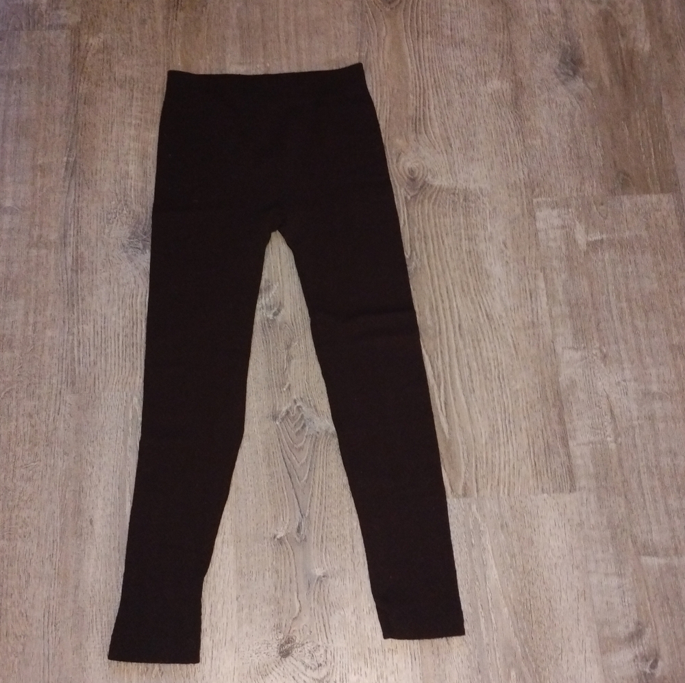 Warm Dark Brown Polyester/Spandex Leggings Tights Thermal Bottoms Size Small (S)